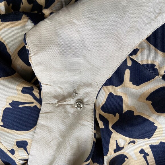 Carmen Marc Valvo Silk Fit & Flare Dress Size 8 Navy Tan Butterflies Sleeveless - Picture 6 of 7